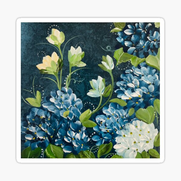 Blue Hydrangea Original Artwork Print For Gifts Sticker