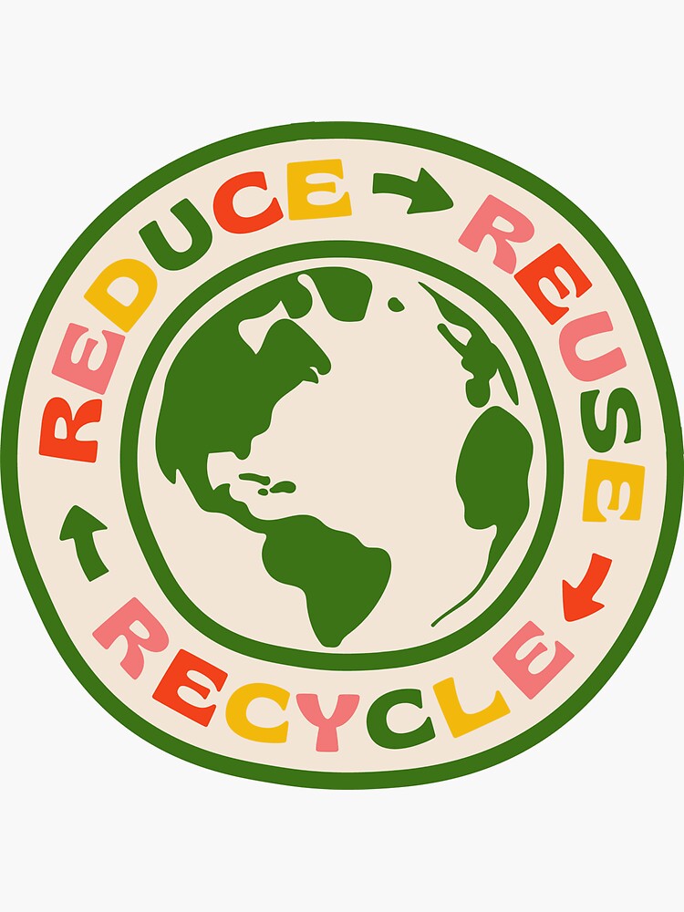 Thumbnail 3 of 3, Sticker, REDUCE REUSE RECYCLE designed and sold by asymmetrickid.