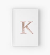 K rose gold glitter monogram letter Hardcover Journal