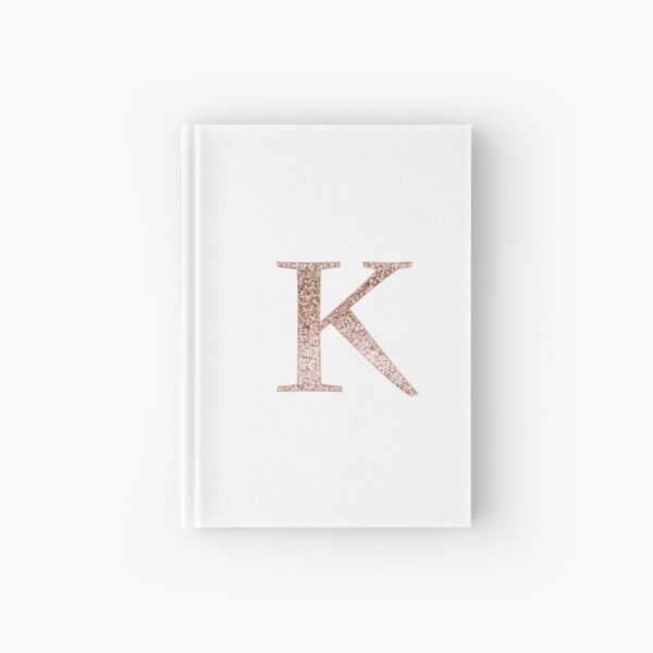 K rose gold glitter monogram letter Hardcover Journal