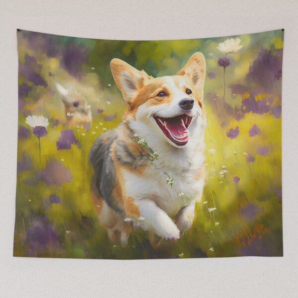 Item preview, Wildflowers and Beagle Impressionist Art Print designed and sold by TheArtfulAllie.