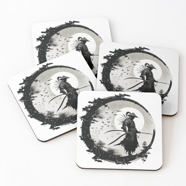 Item preview, Samurai full moon drawing designed and sold by Consciousmess.