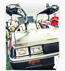 Silver delorean DMC-12 Poster