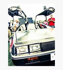 Silver delorean DMC-12 Photographic Print