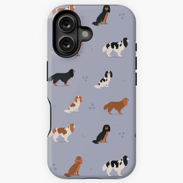 Item preview, Cavalier King Charles Spaniel Mix of colors pattern on blue background designed and sold by buniaandco.