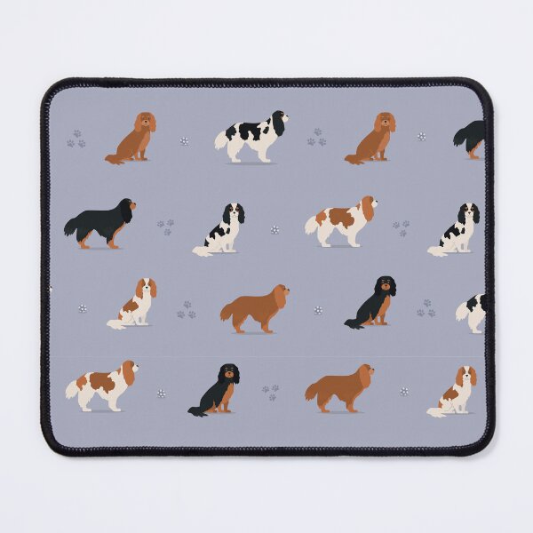 Item preview, Cavalier King Charles Spaniel Mix of colors pattern on blue background designed and sold by buniaandco.