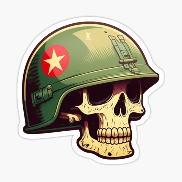 Item preview, Vietnam Helmet Skull designed and sold by RandomReviews.