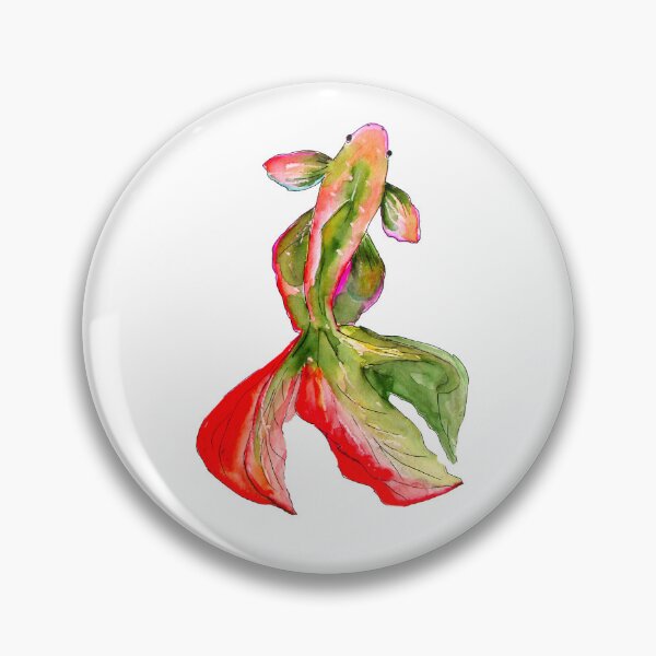 Item preview, Red Green Betta Siamese Fish Watrcolor designed and sold by VittaArtDream.
