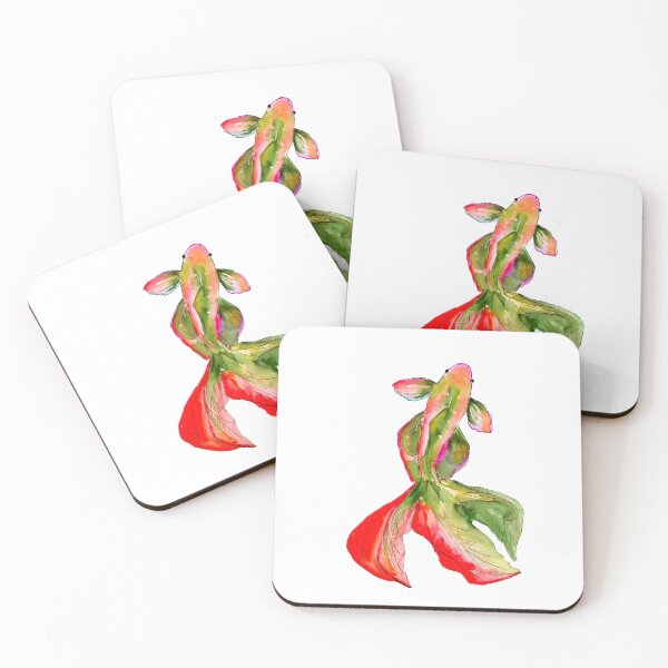Item preview, Red Green Betta Siamese Fish Watrcolor designed and sold by VittaArtDream.