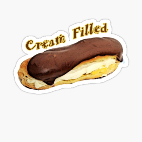 "CREAM FILLED CHOCOLATE ECLAIR FUN PARODY DESIGN LIGHT BLUE