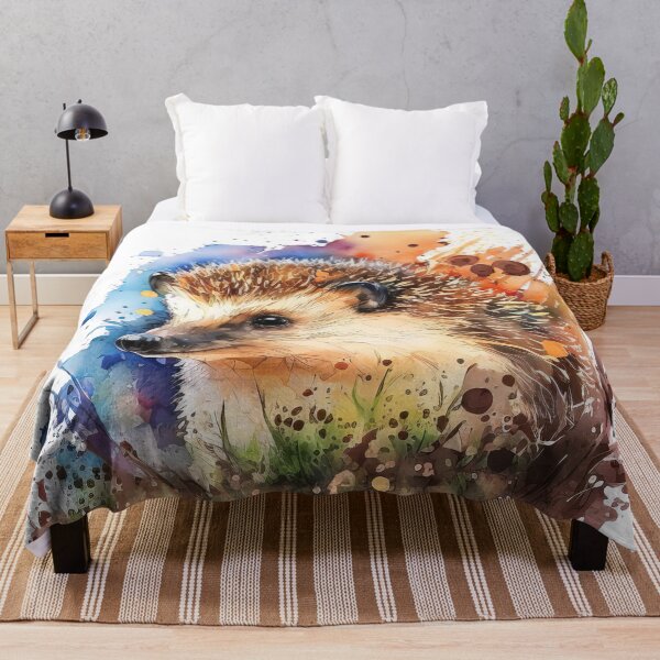 Artikelvorschau, Aquarell Niedlicher Baby-Igel, buntes Igel-Ferkel entworfen und verkauft von MoonFoxDesign.