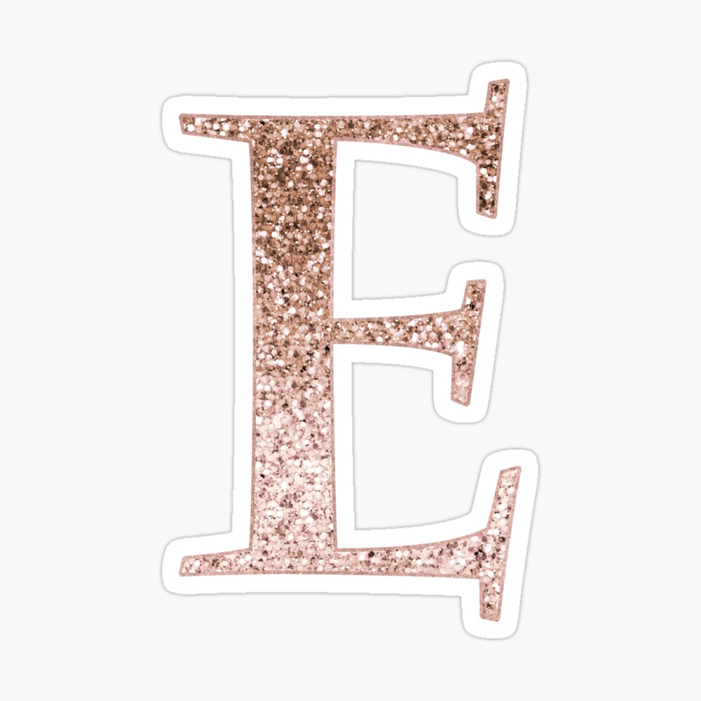 e rose gold glitter monogram letter photographic print by roseaesthetic redbubble