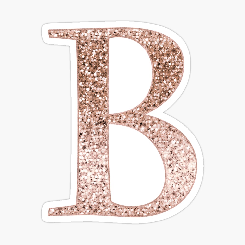 b rose gold glitter monogram letter photographic print by roseaesthetic redbubble