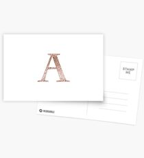 A rose gold glitter monogram letter Postcards
