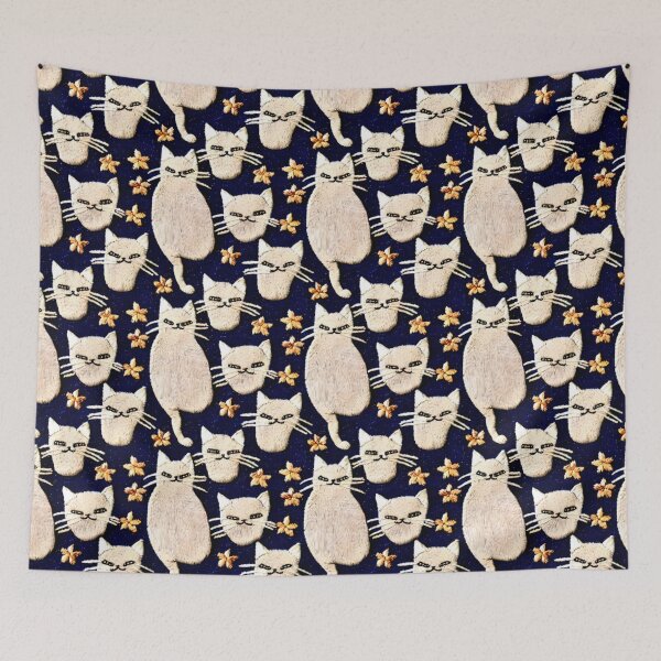 Item preview, White cats and stars designed and sold by KoroCincoCats.