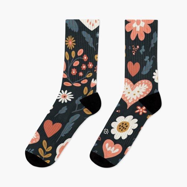 Item preview, Repetitive patterns of hearts and flowers for Valentine's Day - scandinavian folk art designed and sold by LiliD.