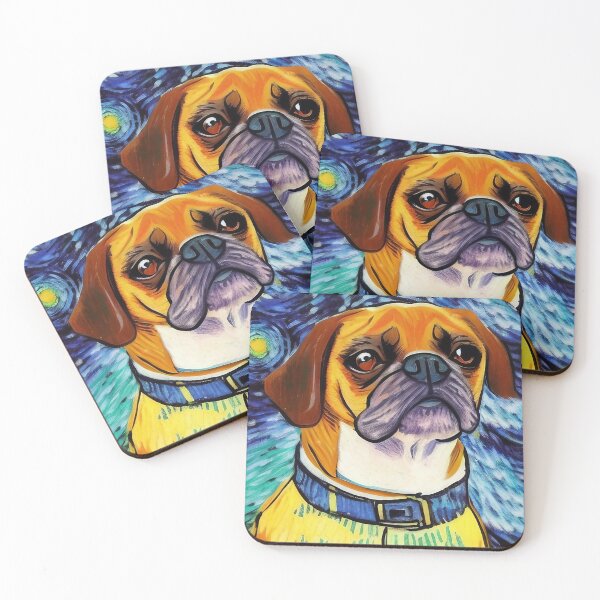 Item preview, Puggle Impressionism Stary Night Van Gogh designed and sold by JessieJune.