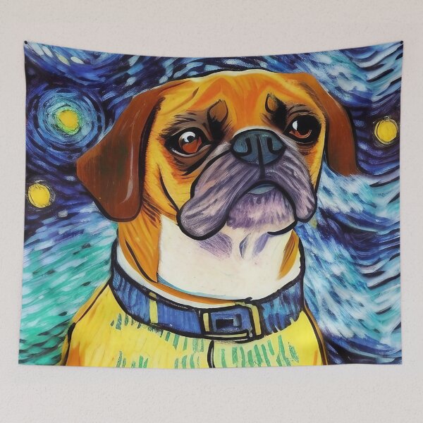 Item preview, Puggle Impressionism Stary Night Van Gogh designed and sold by JessieJune.