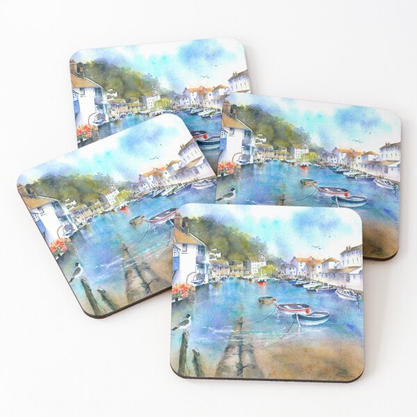 Item preview, Landscape painting in watercolour of the harbour at Polperro designed and sold by artbyrachel.