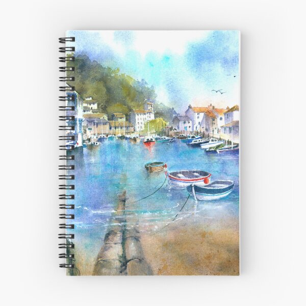 Item preview, Landscape painting in watercolour of the harbour at Polperro designed and sold by artbyrachel.