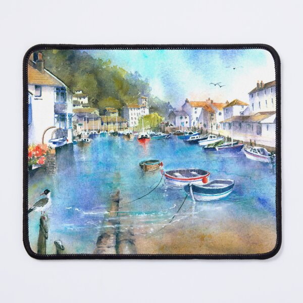 Item preview, Landscape painting in watercolour of the harbour at Polperro designed and sold by artbyrachel.