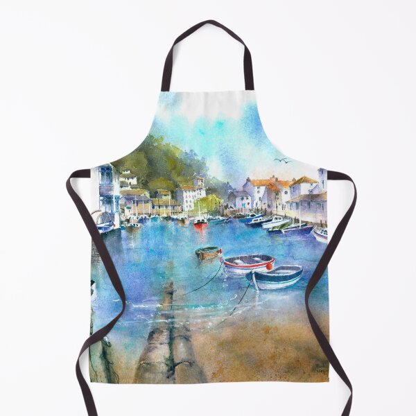 Item preview, Landscape painting in watercolour of the harbour at Polperro designed and sold by artbyrachel.