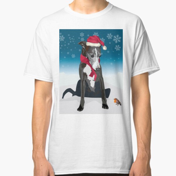 Christmas Whippet with santa hat Classic T-Shirt