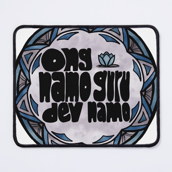 Item preview, Ong namo guru dev namo Mandala blue watercolor designed and sold by wordznart.