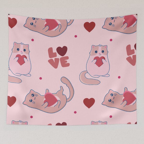 Item preview, Cute Valentine Cats Pattern designed and sold by HappyLifeCreate.