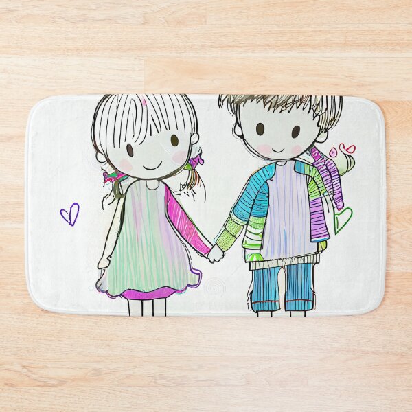 Item preview, Boy and girl hand in hand vday color designed and sold by artfullyprompt.