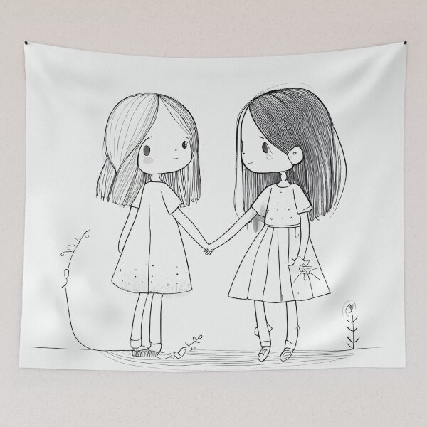 Item preview, girl and girl holding hands vday designed and sold by artfullyprompt.