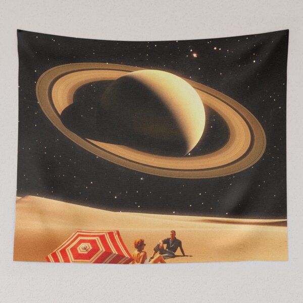 Item preview, Space Date - Retro-Futuristic Sci-Fi Romantic Desert Themed Collage Artwork Design designed and sold by Taudalpoi.