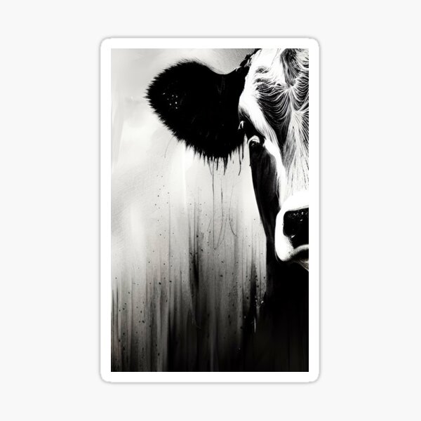 "Black and White Cow" Sticker for Sale by InnerLayersArt Redbubble