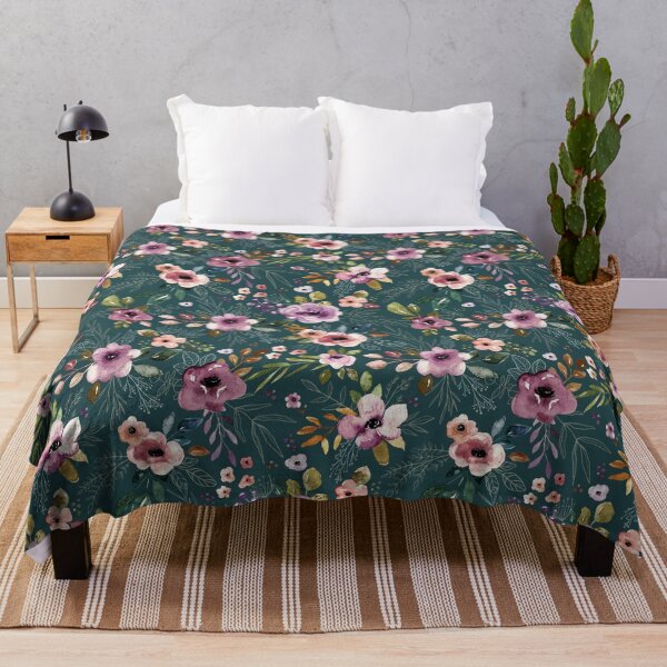 Vista previa del artículo con la obra «Boho Teal Floral, Acuarela Floral, Decoración Boho», diseñado y vendido por cateandrainn.