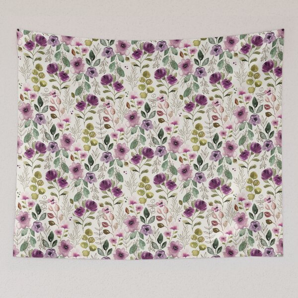 Item preview, Boho Purple Floral, Watercolor Floral, Boho Decor designed and sold by cateandrainn.