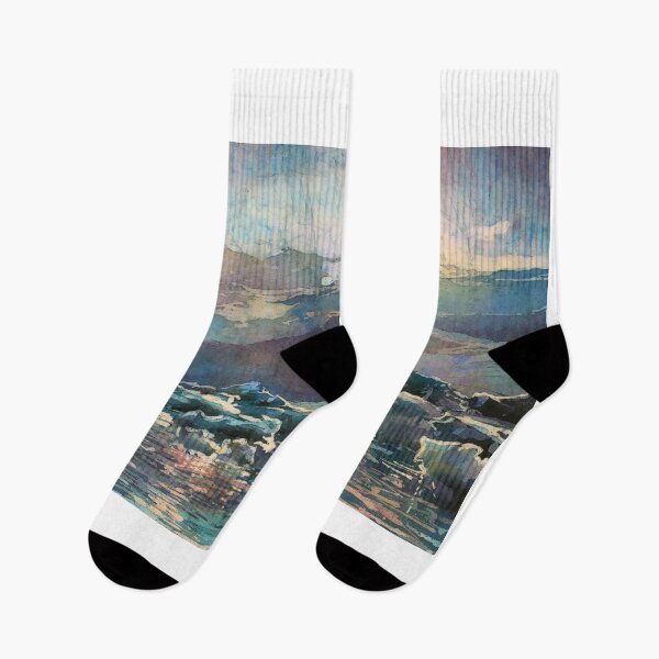 Item preview, Icelands Diamond beach at Vatnajökull National Park.  Iceland glacier and icebergs floating into sea at sunset  designed and sold by rfoxphoto.