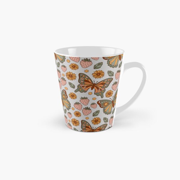 Butterflies and Strawberries Pattern Tall Mug