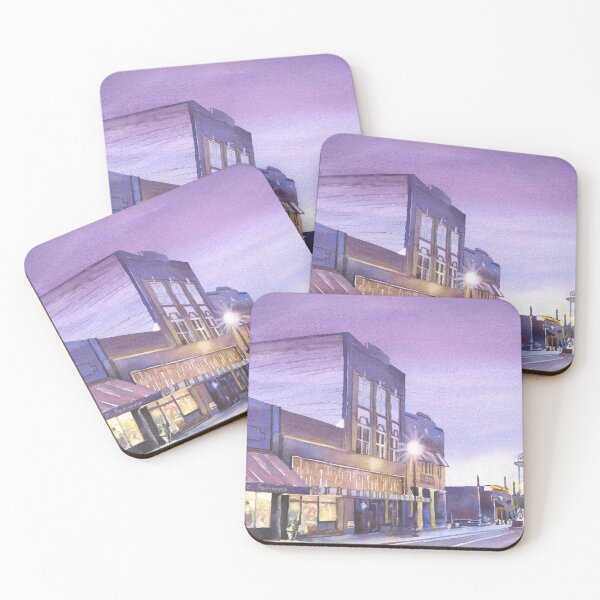 Item preview, Watertower and storefronts of Farmville, NC.  Watercolor painting small town America designed and sold by rfoxphoto.