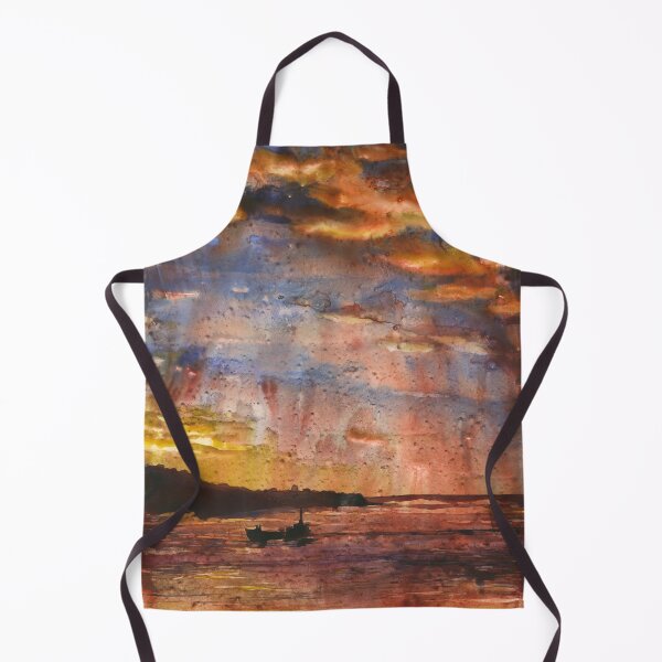 Item preview, Valparaiso, Chile colorful sunset over bay. Watercolor painting Valparaiso Chile boat artwork colorful sunset designed and sold by rfoxphoto.