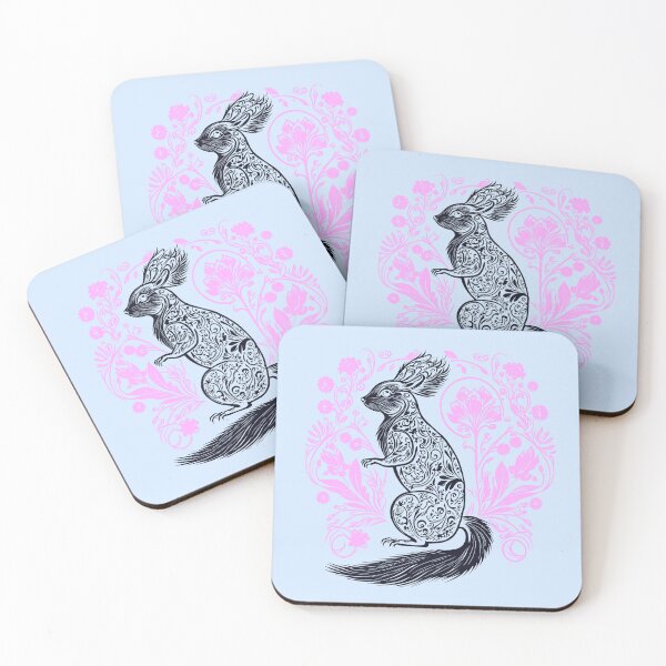 Item preview, Squirrel in the Garden Intricate Design Black and Pink designed and sold by TheFoxyWolfShop.