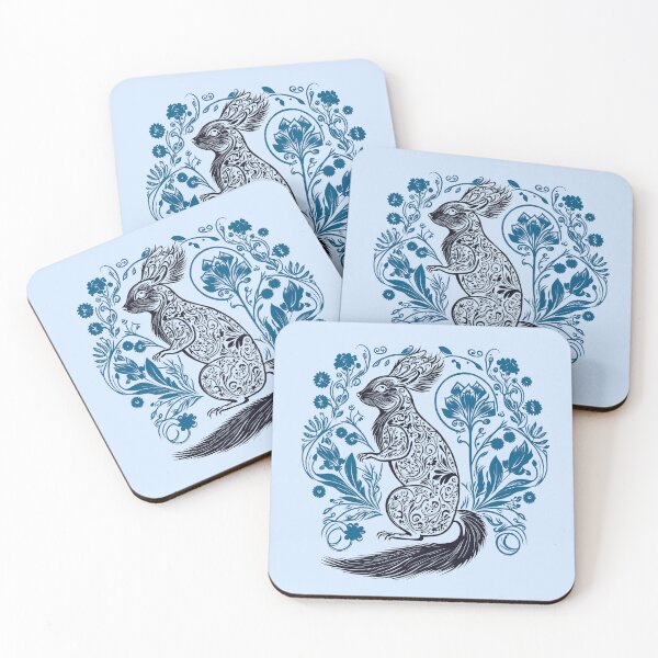 Item preview, Squirrel in the Garden Intricate Design Black and Blue designed and sold by TheFoxyWolfShop.