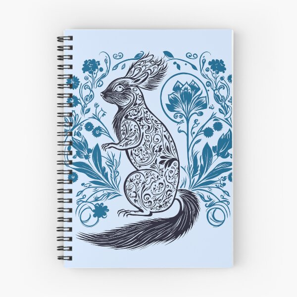 Item preview, Squirrel in the Garden Intricate Design Black and Blue designed and sold by TheFoxyWolfShop.
