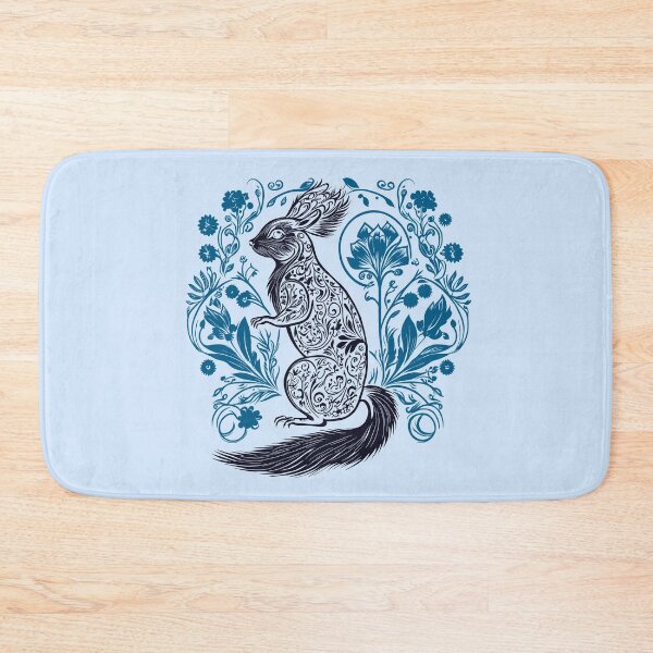 Item preview, Squirrel in the Garden Intricate Design Black and Blue designed and sold by TheFoxyWolfShop.