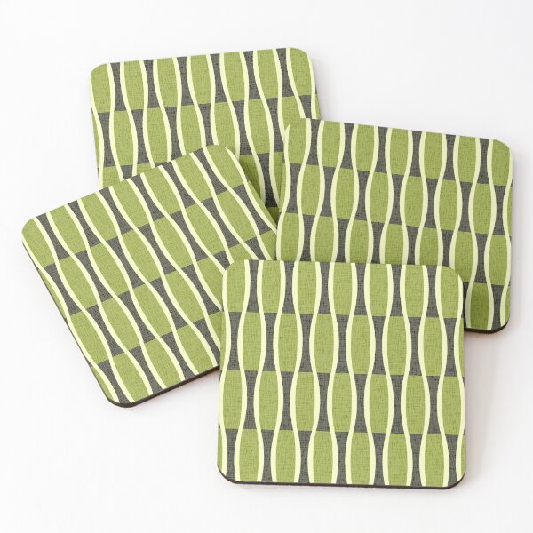 Item preview, Retro Tiki Pin Stripes 346 Olive Green and Black designed and sold by tonymagnerart.