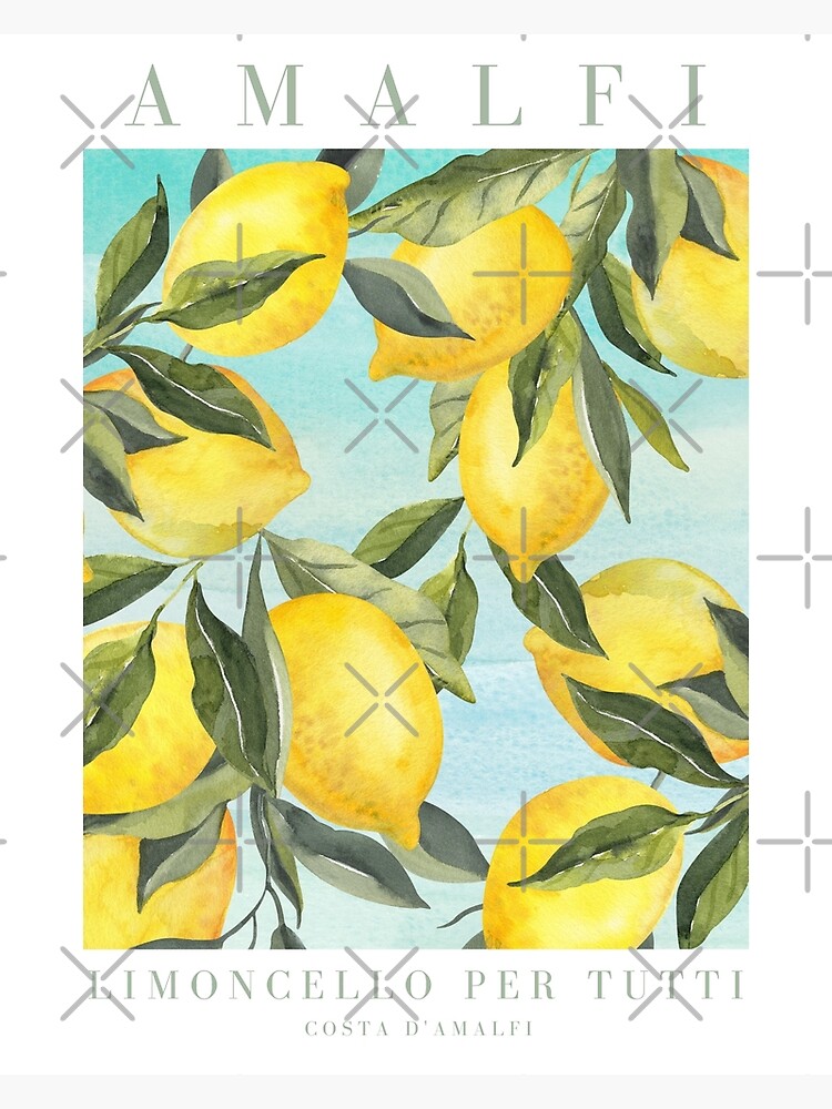 Lemon Amalfi Coast Watercolor - Original Print Art Print for Sale by Sugar  Posie