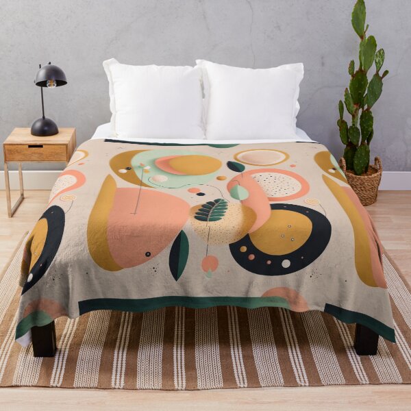 Happy Shapes Minimalist Art Throw Blanket