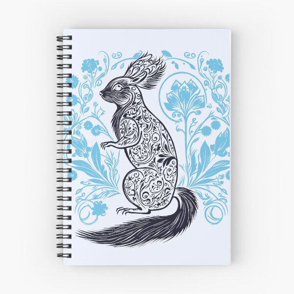 Item preview, Squirrel in the Garden Intricate Design Black and Sky Blue designed and sold by TheFoxyWolfShop.