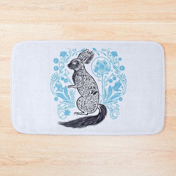 Item preview, Squirrel in the Garden Intricate Design Black and Sky Blue designed and sold by TheFoxyWolfShop.