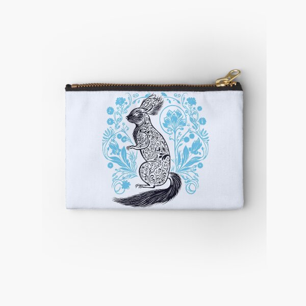 Item preview, Squirrel in the Garden Intricate Design Black and Sky Blue designed and sold by TheFoxyWolfShop.