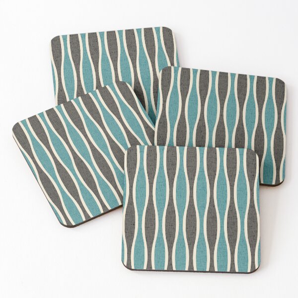 Item preview, Retro Tiki Pin Stripes 349 Turquoise and Black designed and sold by tonymagnerart.
